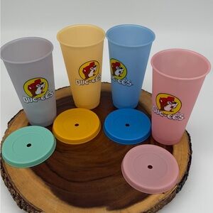 Colorful Plastic Cups with Lids - Set of 4